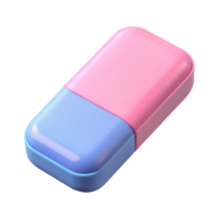 Pink and blue eraser 3d illustration isolated on the transparent background png