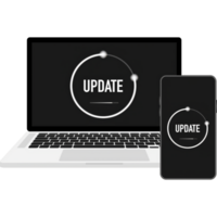 Data update or synchronize with bar process. Update on laptop and smartphone. png