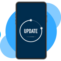 Data update or synchronize with bar process. Update on laptop and smartphone. png