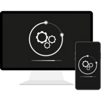 Data update or synchronize with bar process. Update on laptop and smartphone. png