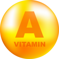 Vitamin A with realistic drop on gray background. Particles of vitamins in the middle. illustration. png