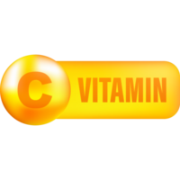 Vitamin C with realistic drop on gray background. Particles of vitamins in the middle. illustration. png