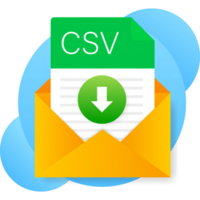 CSV file icon with laptop. Spreadsheet document type. Modern flat design graphic illustration. CSV icon png