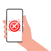 Check mark button with yes and no on smartphone screens. Flat simple style trend modern red and green checkmark png