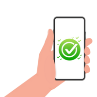 Check mark button with yes and no on smartphone screens. Flat simple style trend modern red and green checkmark png