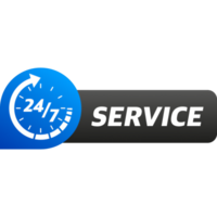 24 hour support in abstract style on white background. Customer service. Online support call center. Flat . png
