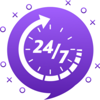 24 hour support in abstract style on white background. Customer service. Online support call center. Flat . png