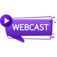 Live webcast banner in flat style on white background. Play webcast. Web media. illustration png