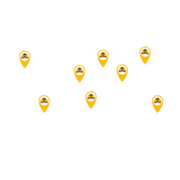 World map Worldmap with yellow taxi pointers. Flat illustration. World map icon. Location icon. World map icon. Location icon. png