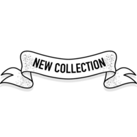 Vintage icon with flat new collection ribbon on white background for promotion design. Premium . banner png