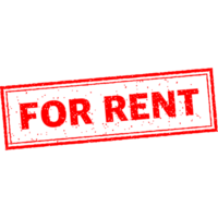 For rent stamp in flat style on red background. flat design. Business concept. Banner png
