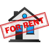 For rent stamp in flat style on red background. flat design. Business concept. Banner png