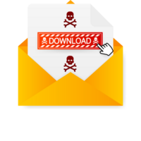 Modern red download envelope web template on light backdrop. Creative design. Web banner template. Data storage png