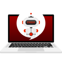 Error chatbot glyph icon. Silhouette symbol. Talkbot with error in speech bubble. Error bot. Artificial intelligence png