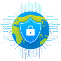 Abstract banner. Cyber security in 3d style. Communication technology. Database system png