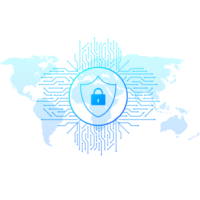 Abstract banner. Cyber security in 3d style. Communication technology. Database system png