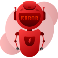 Error chatbot glyph icon. Silhouette symbol. Talkbot with error in speech bubble. Error bot. Artificial intelligence png