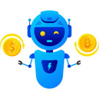 Flat bot banner. Financial investment trade. Artificial intelligence. Mobile stock trading concept png