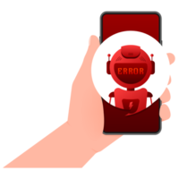 Error chatbot glyph icon. Silhouette symbol. Talkbot with error in speech bubble. Error bot. Artificial intelligence png