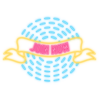 Neon Icon. Join now ribbon on dark background. design. Arrow icon. png