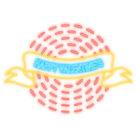 Happy valentines in neon style. Heart love background. Text box. Happy valentines in abstract style on red background. png