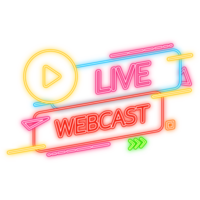 Neon Icon. Live Webcast Button, icon. design. Live Webcast banner on red background. png
