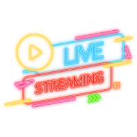 Neon Icon. Live Streaming Icon, Badge, Emblem for broadcasting or online tv stream. in flat design style. png