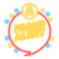 Neon Icon. Fraud alert. Alert message. Smartphone icon. Banner . Cyber crime hacker attack. png