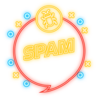 Neon Icon. Spam bell notification mailbox concept. Email box hacking, spam warning png