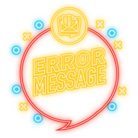 Neon Icon. 404 error message. Not found isolated in red background. illustration. png