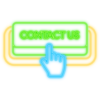 Neon Icon. Icon with green contact us neon button on white background for web marketing design. Flat deign png