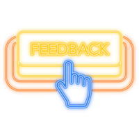Neon Icon. Icon with yellow feedback 3D button on white background for web marketing design. png