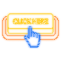 Neon Icon. Icon with yellow click here neon button on white background for web marketing design. illustration png
