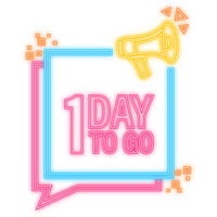 Neon Icon. 1 Day to go poster in flat style. illustration for any purpose png