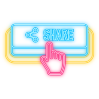 Neon Icon. Icon with violet share 3D button on white background for web marketing design. Flat deign. png