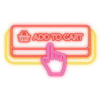 Neon Icon. Add to cart. Banner for web design. Check mark icon. Banner sale png