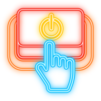 Neon Icon. Power button in flat style on white background. web button png