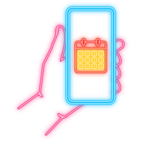 Neon Icon. Ui ux design element. Time icon . Mobile internet, social media. Flat phone with calendar for mobile app design png