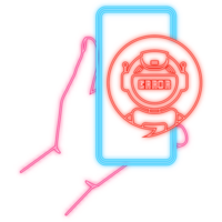 Neon Icon. Error chatbot glyph icon. Silhouette symbol. Talkbot with error in speech bubble. Error bot. Artificial intelligence png