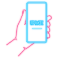 Neon Icon. Data update or synchronize with bar process. Update on laptop and smartphone png
