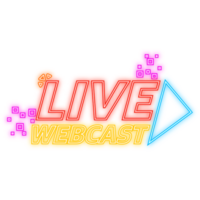 Neon Icon. Live Webcast Button, icon. design. Live Webcast banner on red background. png