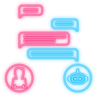 Neon Icon. Chatbot icon concept, chat bot or chatterbot. Robot Virtual Assistance Of Website Or Mobile Applications. illustration png