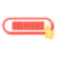 Neon Icon. Red rounded subscribe button on white background. illustration png