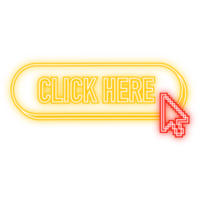 néon ícone. ícone com amarelo clique aqui 3d botão em branco fundo para rede marketing Projeto. plano dignar-se. social meios de comunicação elemento. branco fundo. ilustração png