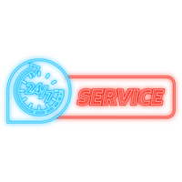 Neon Icon. 24 hours support in abstract style on white background. Customer service. Online support call center. Flat . Logo png