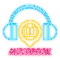 Neon Icon. Audio book in flat style on white background. isometric design. png