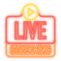 Neon Icon. Live Streaming Icon, Badge, Emblem for broadcasting or online tv stream. in flat design style png