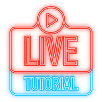 Neon Icon. Live tutorial icon on white background. tutorial banner png