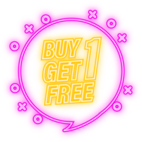 Neon Icon. Buy 1 Get 1 Free, sale tag, banner design template, app icon, illustration png