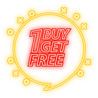 Neon Icon. Buy 1 Get 1 Free, sale tag, banner design template, app icon, illustration png